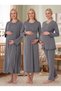 New Season Smoked Double-Breasted Collar Breastfeeding Compatible Design Long Sleeve 100% Cotton Maternity Pajama Set 4-Piece Set - 4
