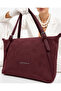 Women's Daily Large Size Zippered Wide Strap Suede Hand & Shoulder Bag Size: 32 X 27 cm - 3