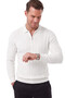 Men's Slim Fit Textured White Knitwear Sweater – Zippered Polo Collar Lycra Stretchable 2708505 - 3