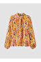 Two Mt Shop Quality Lcw Vision Orange Patterned Stand Collar Long Sleeve Women's Blouse - 6