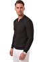 Men's Slim Fit Textured Black Knitwear Sweater – Zippered Polo Collar Lycra Stretchable 2708505 - 4
