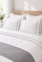 Mirella 100% Cotton Ruffled Light Gray Piping Runner 7 Piece Double Duvet Cover Set - 3