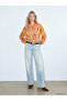 Two Mt Shop Quality Lcw Vision Orange Patterned Stand Collar Long Sleeve Women's Blouse - 3