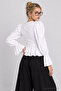 Ruffled Woven Shirt with Gathered Detail Lby0095 White - 6