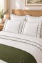 Mirella 100% Cotton Ruffled Green Piping Runner 7 Piece Double Duvet Cover Set - 3