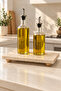 Natural Travertine Oil and Liquid Soap Dispenser Stand 20X10 cm with Wooden Legs - 5