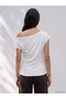 Vizyon New Season White Boat Neck Gathered Blouse - 4