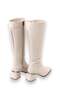 Cream Faux Leather Textured Comfortable Form-Fitting Zippered Below-The-Knee Boots Suitable for Daily Use - 4