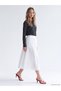 Alita City Natuvera White Poplin Plain Midi Women's Skirt with a Difference