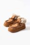 Tan Suede Textured Flexible Thick Sole Comfortable Form Sports Boots with Fur Inside and Lace-Up Detail - 3