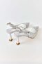 Silver Satin Textured Pointed Toe Thin Heeled Easy-To-Wear Shoes with Stone Detail - 3