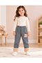 Girl's Embroidered Plush Long Pants with Elastic Waist - 4