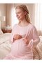 New Season Pink Double-Breasted Collar with Breastfeeding Feature, Special Design Long Sleeve 100% Cotton Maternity Pajama Set - 3