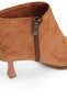 Tan Suede Textured Thin Heeled Pointed Toe Boots with Zipper Detail, Suitable for Daily Use - 4