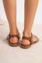 Tan Stone Detailed Ankle Strap Sandals with Comfortable Design, Suitable for Daily Use - 2