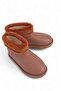 Tan Waterproof Fur Lined Warm Simple Design Comfortable Sole Ankle Length Rain Boots