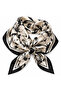 70X70 Women's Scarf – Black and White Floral Patterned Square Scarf, Stylish Neck and Shoulder Accessory - 3
