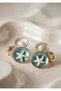Vintage Design Earrings with Blue Starfish Figure 3X3 cm - 4