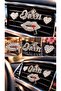 Zircon Stone Queen Lipstick & 2 Heart Car Air Conditioning Ornaments Set of 4 – Silver Color - 3