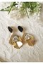 Elegant Earrings in the Form of Gold Leaf with Black Enamel and Stone Detail 5X3 cm