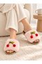 Women's House Slippers Plush Soft Comfortable Cherry Detailed Gift Bundle Bridal Dowry Guest House Slippers - 5