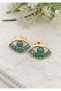 Gold Earrings with Eye Figure and Turquoise Bead Detail 2.5X2 cm