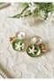 Vintage Design Earrings with Green Starfish Figure 3X3 cm