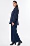 Collar Detailed Quilted Jacket Navy Blue - 4