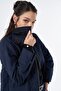 Collar Detailed Quilted Jacket Navy Blue - 7