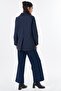 Collar Detailed Quilted Jacket Navy Blue - 5