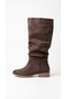 Artı-Artı006-0144 Women's Daily Beige Suede Rider Bellows Pull-On Boots - 8