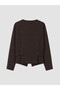 Brown Asymmetrical Buttoned Blouse - 6