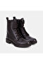 Women's Bitter Brown Lace-Up Zippered Leather Boots