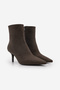 Women's Pointed Toe Zippered Suede Look Thin Heeled Boots Vesron Brown Suede - 8
