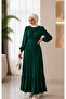 Pleated Chiffon Evening Dress Emerald Green