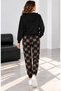 City Style – Women's Patterned Trousers and Hooded Double Viscose Set. - 5
