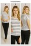 Women's Striped Ribbed Camisole Short or Long Sleeve Crew Neck Bodysuit - 4