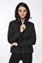 Hooded Zippered Black Women's Coat Apreski - 2