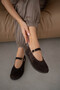 Roan Genuine Leather Adjustable Gold Buckle Detailed Flat Sole Women's Shoes - Aci Brown Suede - 3