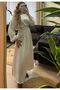 Linen Belt Detail, Elastic Sleeves, Unlined, Crew Neck Dress