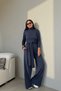 High Collar Tie-Up Sports Suit Dark Blue - 8