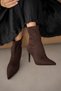 Aurex Thin Heel Pointed Toe Women's Boots - Brown Suede
