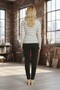 Women's Striped Ribbed Camisole Short or Long Sleeve Crew Neck Bodysuit - 3