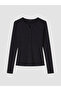 Two Mt Shop Quality Lcw Vision Black Combed Cotton Plain Super Skinny & Extra Narrow Long Sleeve Women's Bodysuit - 5