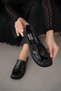 Blaine Genuine Leather Gathered Blunt Toe Women's Loafer - Black Patent Leather
