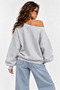 Women's Oversize Off-The-Shoulder Madonna Collar Casual Sweatshirt - 3
