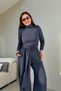 High Collar Tie-Up Sports Suit Dark Blue - 6
