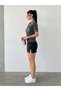 Women's Black High Waist Slit Detailed Steel Knitted Mini Skirt -42 cm - 4