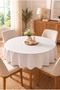 Liquid-Proof Oilcloth White Round Tablecloth |   Stain-Resistant, Easy-To-Clean Tablecloth