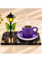 Purple Coffee Cup and Wooden Incense Burner Gift Set with Led Street Light - 3